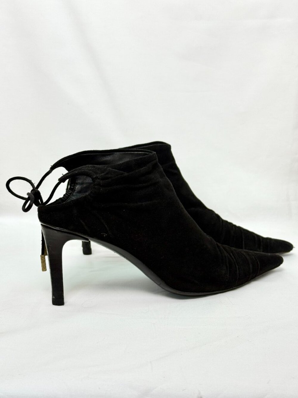 Gucci by Tom Ford 2004 Vintage Black Suede Ruched Ankle Heels – EU 36.5C - Picture 3 of 8